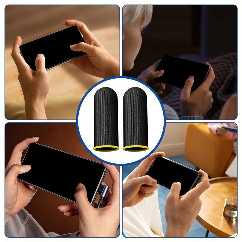 Sarung jari Game ponsel 2 buah, lengan jari antikeringat serat karbon nyaman untuk meningkatkan jari