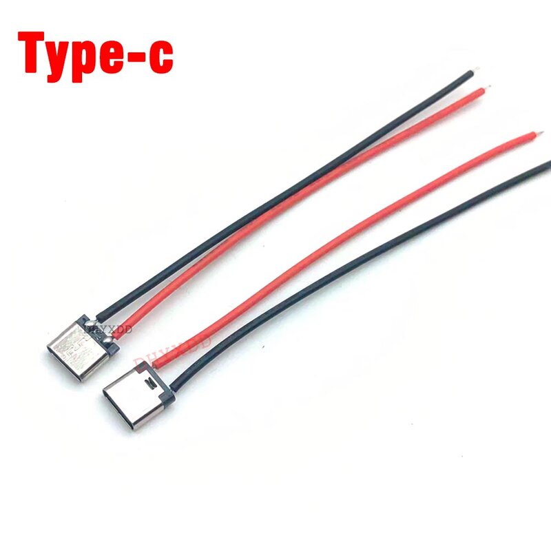 Conector Micro USB 3,1 tipo C, cable de soldadura de 2 pines, conector hembra recto para puerto de carga de teléfono móvil