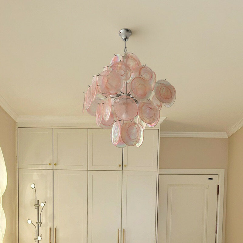 Italienische Retro Luxus Schlafzimmer rosa Glas Beleuchtung Designer Zimmer Licht Französisch Stil mittelalter lichen Wohnzimmer Pendel leuchte