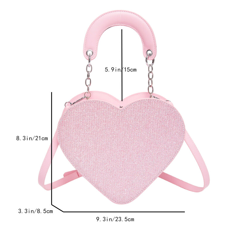 Cute Love Heart Handbag Luxury Diamond Evening Clutch Bag Fashion piccola borsa a tracolla per donna borsa a tracolla in pelle argento