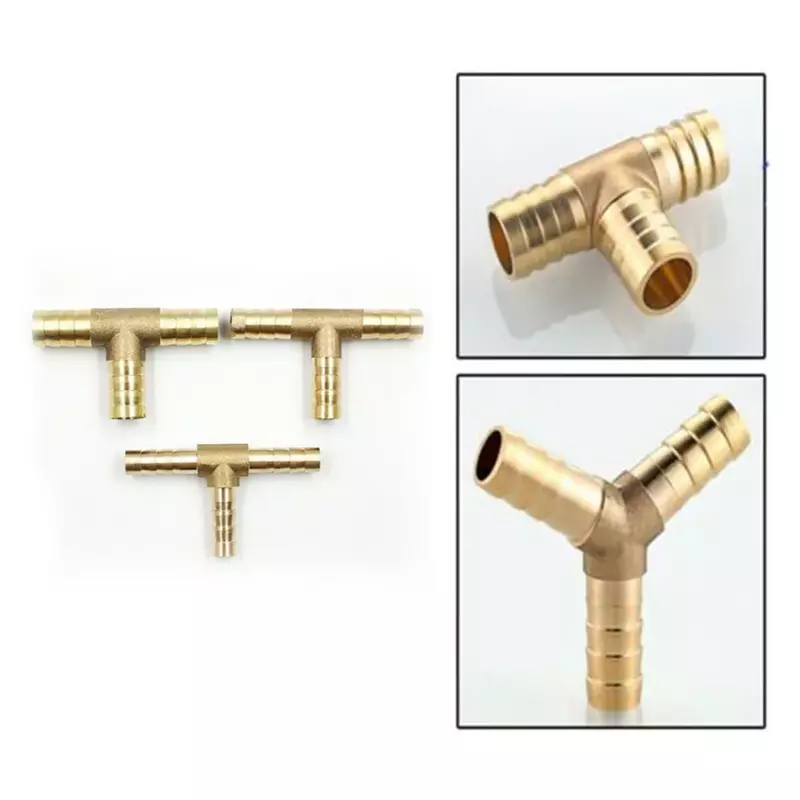 6-12mm BRASS T Y Type Hose Joiner Piece 3 WAY Fuel Water Air Pipe TEE CONNECTOR Durable Flexible Connector