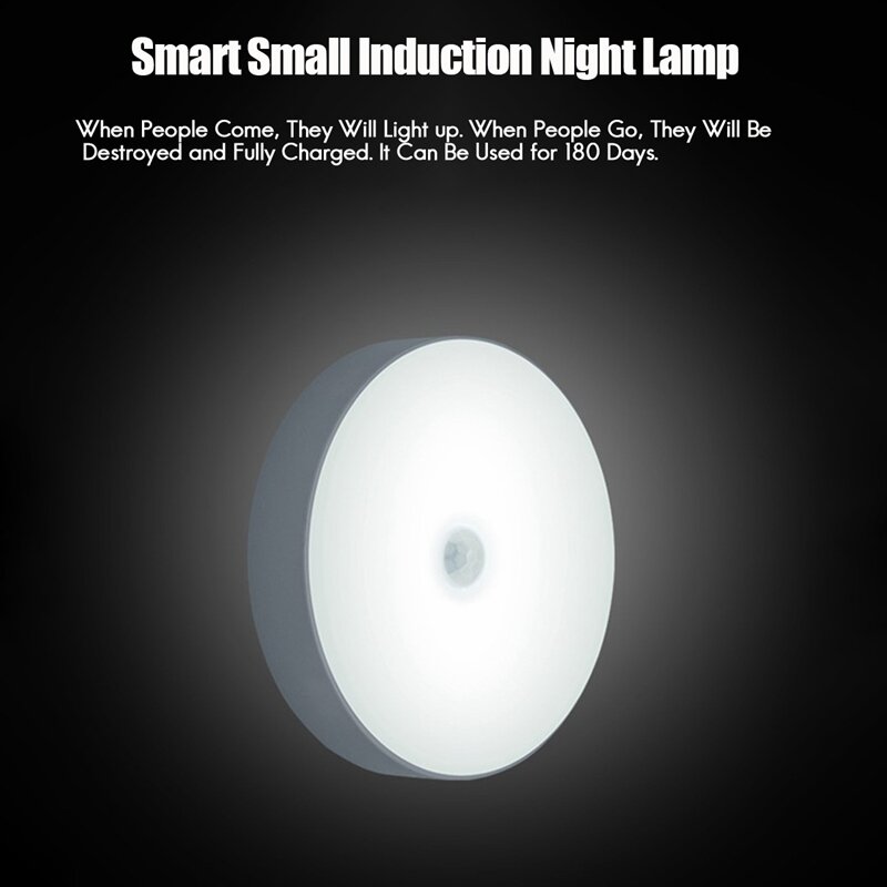 Luz nocturna con Sensor de movimiento para interior, lámpara LED recargable para armario, funciona con pilas, 3 piezas