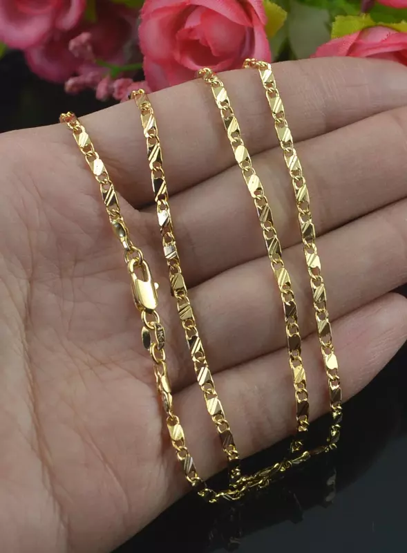 Exquisite Fashion 18K Gold Filled Necklace For Women Men Size 16-30 Inch Jewelry Chain Wholesale