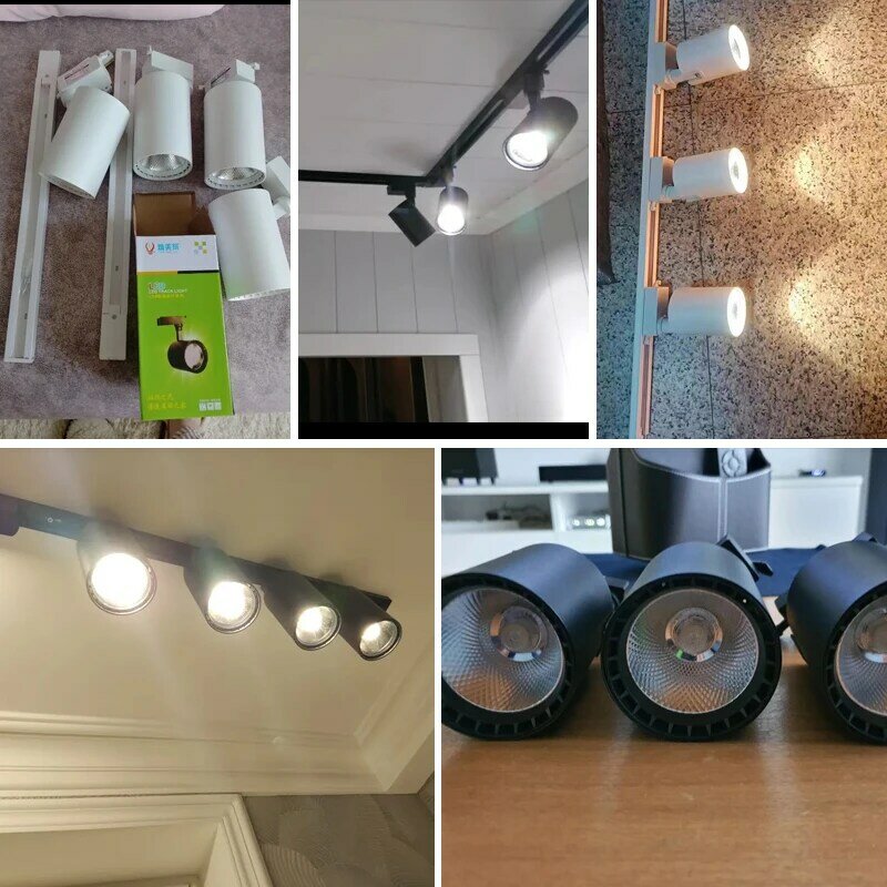 Luz de riel LED 220V Foco de techo Led 12/20/30/40W Lámpara de techo para sala de estar Línea de cocina Sistemas de rieles de iluminación Juego de focos