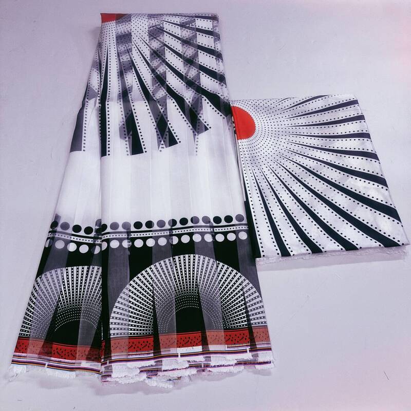 2024 New Desing African Fabric6 Yards Organza raso di seta tessuto di raso stampato di alta qualità per abito da festa.