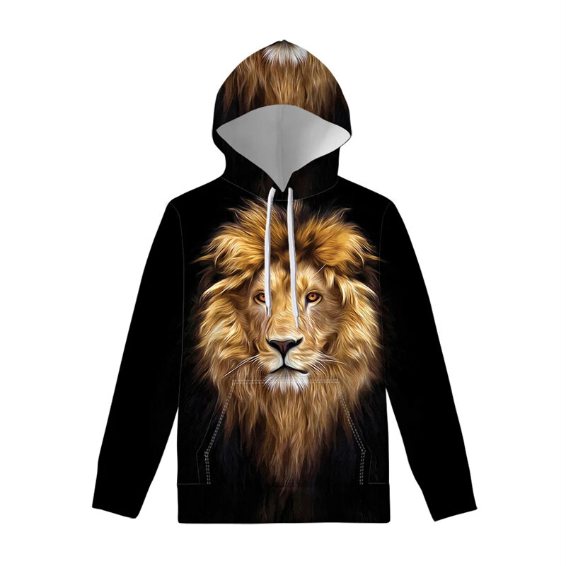Толстовка мужская с 3d принтом льва, Повседневный пуловер оверсайз, модная популярная уличная одежда, популярный топ, весна