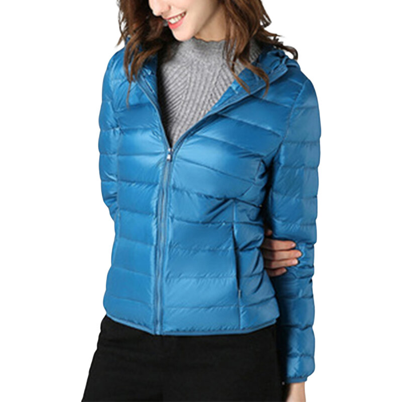 Женская зимняя куртка с капюшоном и воротником-стойкой, однотонная теплая зимняя куртка для улицы