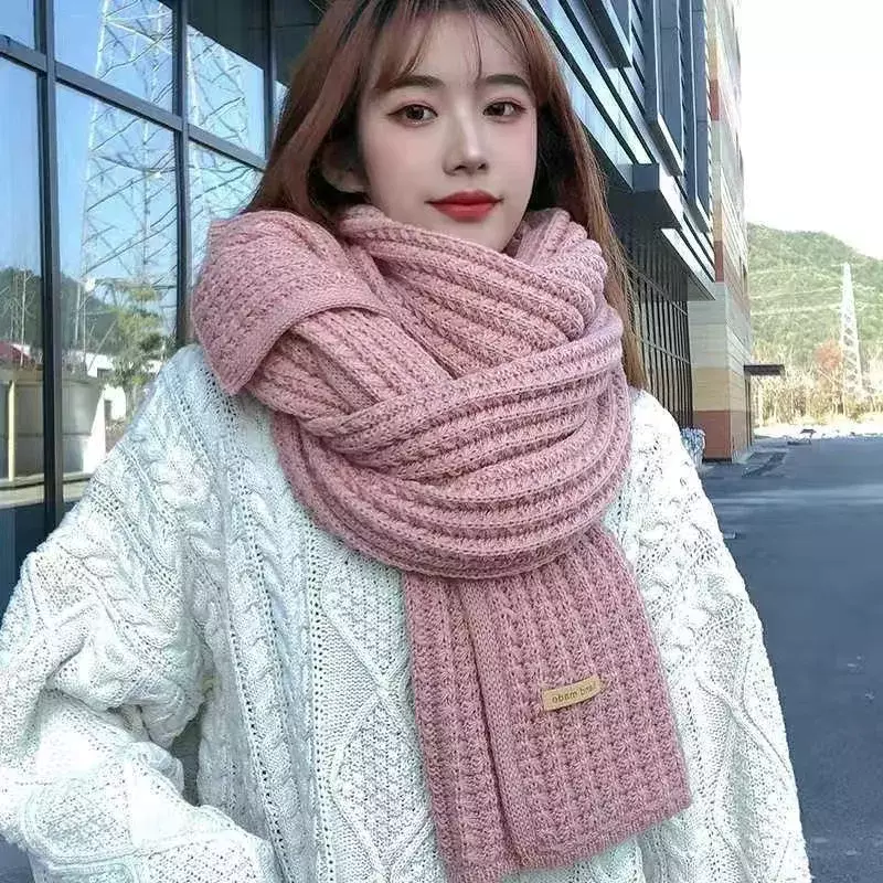 Winter verdickte thermisch gestrickte Schal für Frauen Männer einfarbig koreanischen Wärmer lange Größe Schal Weihnachten Neujahr Geschenke Unisex
