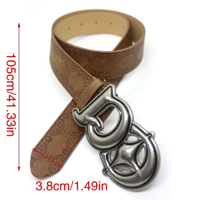 Cool Cowgirl Belt for Women Casual Pin Buckle Embossed Pattern Waistband for Pants Elegant Decorative Belt for Drop Shipping