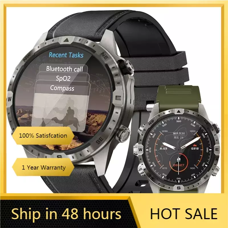 Gt45 relógio inteligente para homens, smartwatch, com bluetooth, chamada, assistente de voz, bússola, monitoramento de saúde, rastreador de fitness