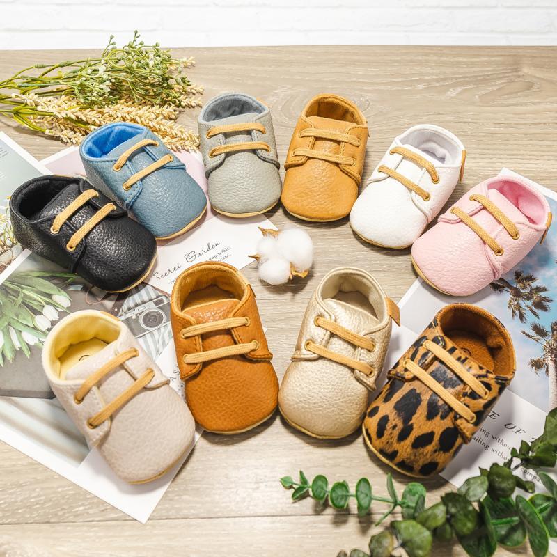 KIDSUN-zapatos informales para bebé recién nacido, zapatillas de cuero antideslizantes con suela de goma Falt, para primeros pasos