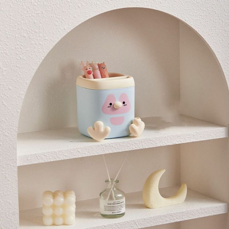 Penguin Shape Pen Container with Sharpener High Appearance Exquisite Desktop Stationery Funny Plastic Cosmetics Makeup Organizer