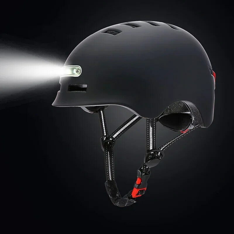 Helm sepeda listrik Pria Wanita, lampu belakang pintar sepeda gunung, skuter jalan MTB untuk olahraga perkotaan 2022
