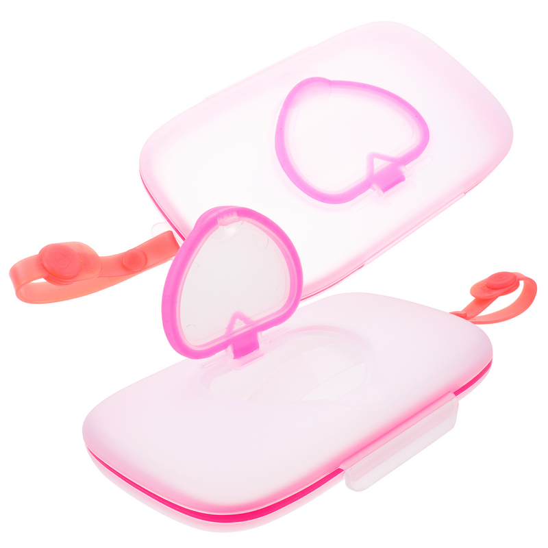 2 PCS Love Wet Tissue Box Baby Wipes Holder Portable Case Diapers Outdoor Infant Pp Plastic Bulk