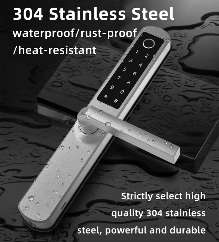Cerradura de puerta inteligente de acero inoxidable 304, dispositivo de cierre con huella Digital, resistente al agua, con aplicación ttlock