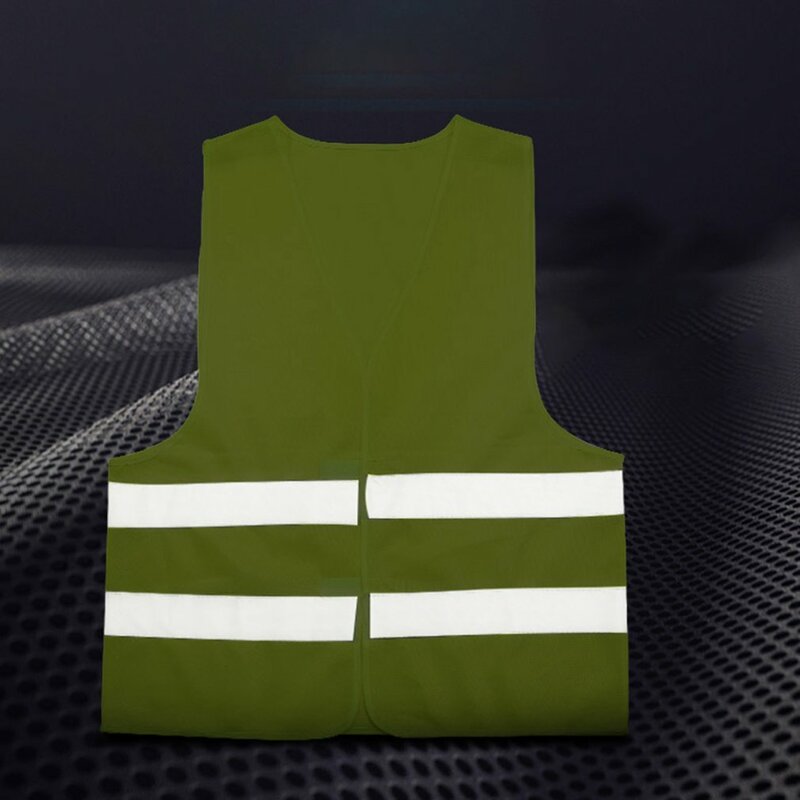 Chaleco reflectante de alta visibilidad para coche, ropa de seguridad para exteriores, verde fluorescente, fibra de poliéster