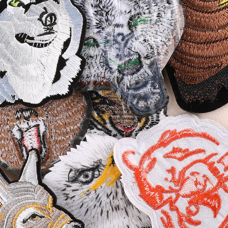New Embroidery Patch DIY Wolf Dog Eagle Tiger Animal Sticker Thermoadhesive Badge Iron on Patches Cloth Bag Fabric Accessories