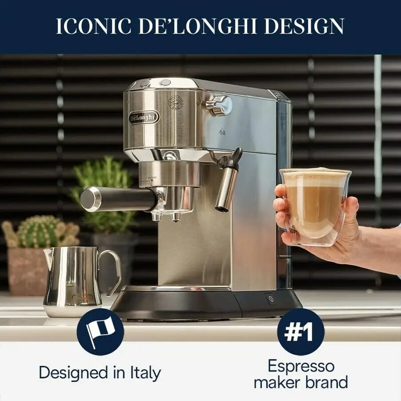 De'Longhi-cafetera Espresso con Espumador de leche, máquina de café y Capuchino, Metal, EC680M