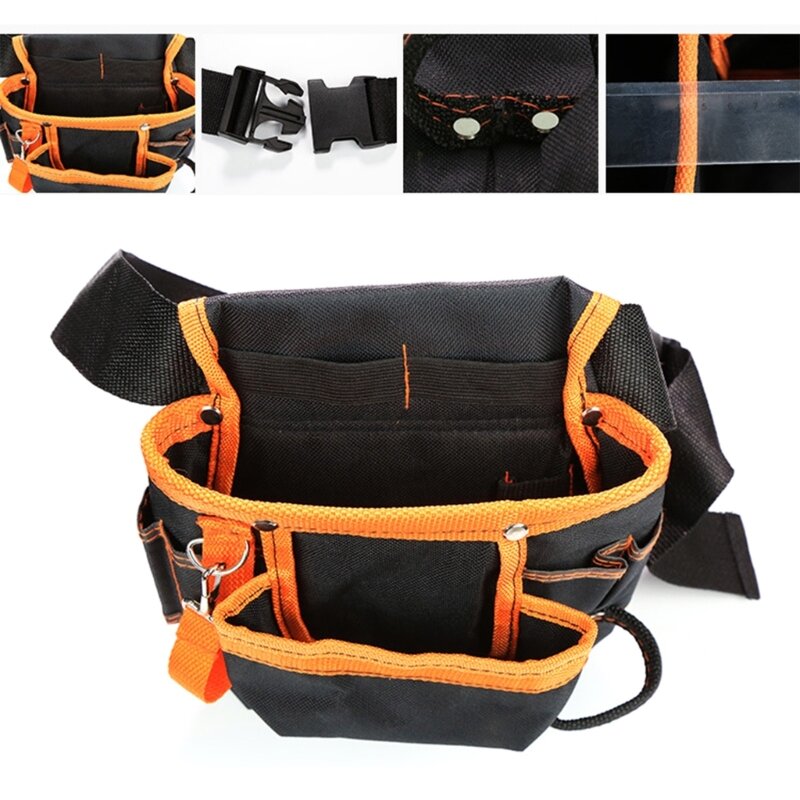 Bolsa para cinturón electricista, bolsa herramientas tela Oxford 600D duradera con 8 Uds. bolsillos, bolsa para para