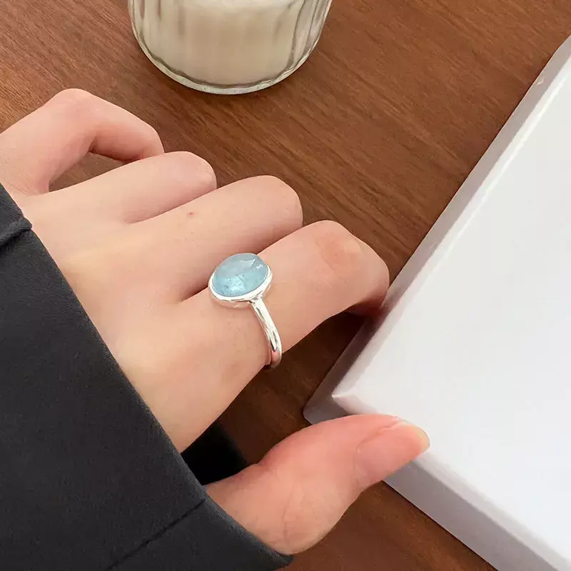 925 Sterling Silber Ring vielseitige blaue Kristall ring exquisite Verlobung Ehering Schmuck