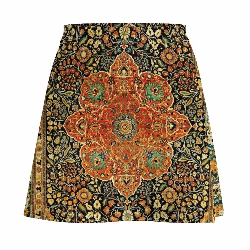 Minifalda con estampado de alfombra para mujer, vestido Kawaii antiguo persa, mohashem Kashan, tendencia de ropa, 2023