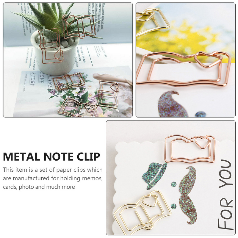 20 Pcs Shaped Paper Clip Photo Clips Heart Book Office Supplies Paperclips Decor Bookmark Decorate Memo Clamps