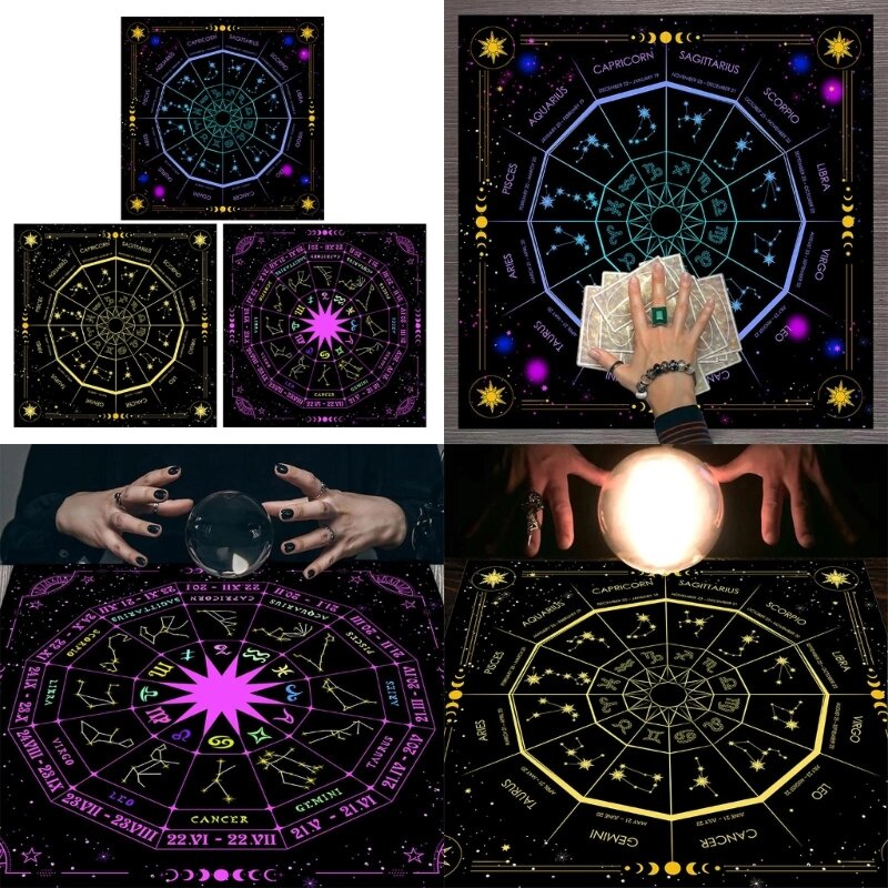 50x50cm Tarot Card Tablecloth Flannel Geometric Figure Divination Altar Card Pad Y1QE