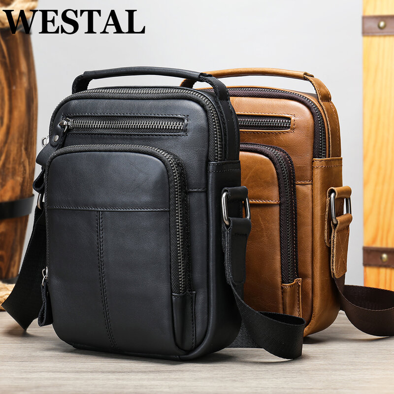 Westal Echt leder Umhängetasche Ehemann Messenger Umhängetaschen für Mann Business iPad Handtaschen Reiß verschluss Party Tasche für Mann