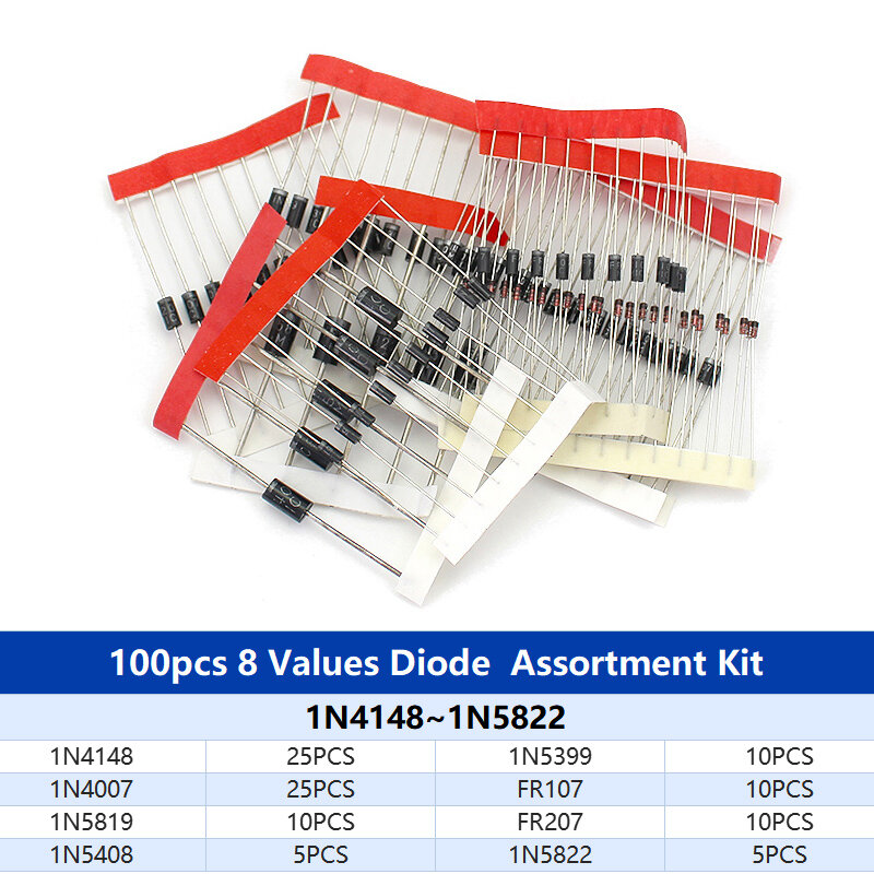 Kit de diodos rectificadores, caja FR107 FR207 1N4148 1N4001 1N4004 1N4007 1N5408 1N5819 1N5822, juego de diodos Schottky de conmutación rápida