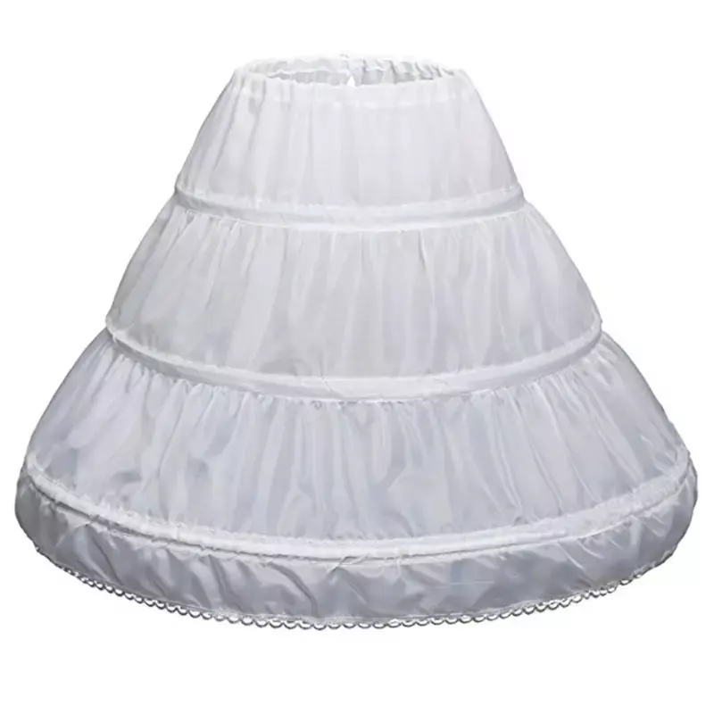 Weiß Kinder Petticoat A-linie 3 Hoops Eine Schicht Kinder Krinoline Spitze Trim Blume Mädchen Kleid Unterrock Elastische Taille