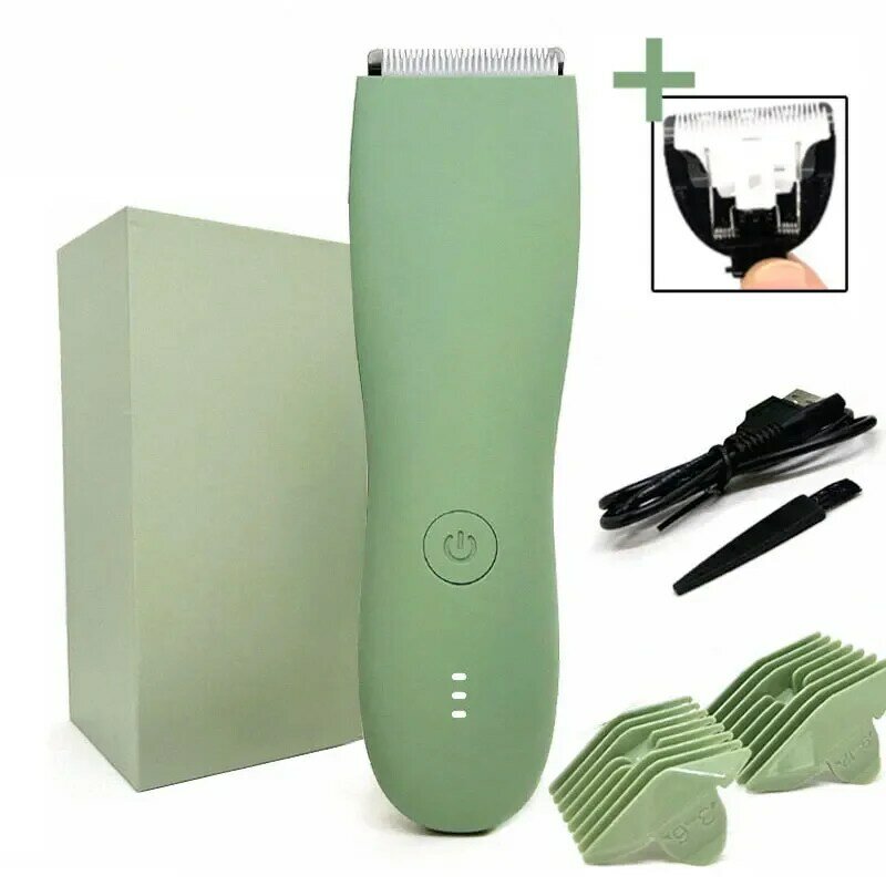 Триммер для волос на теле мужской, электробритва со сменными керамическими лезвиями для ушей и лбиков, водонепроницаемый аппарат для груминга