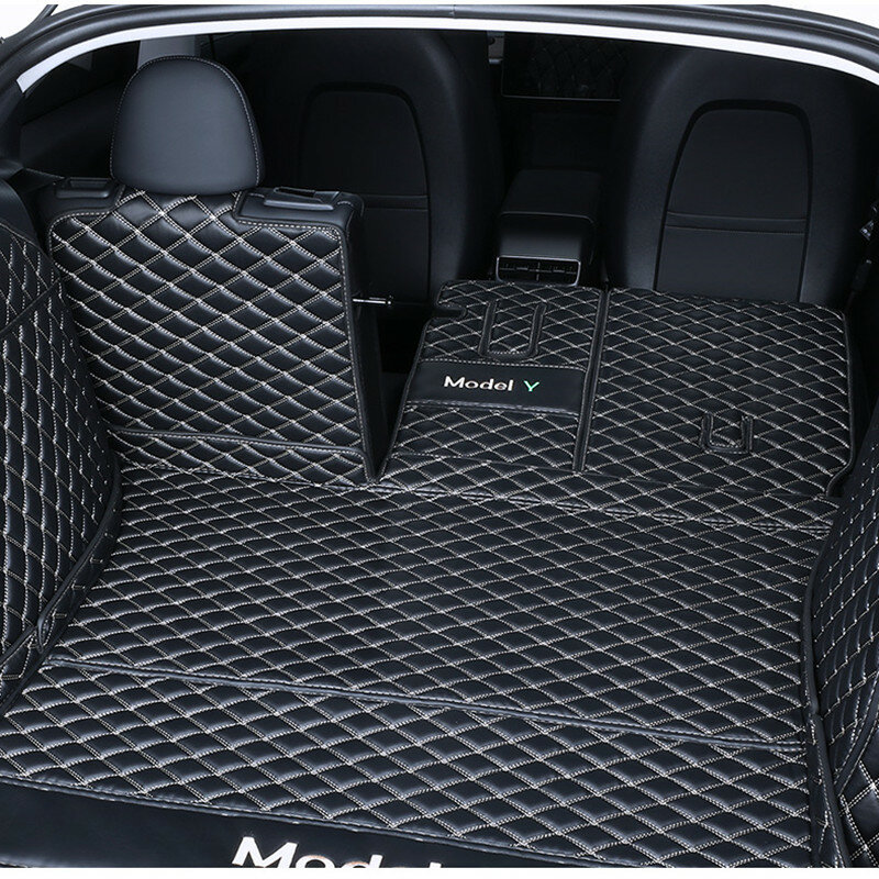 Tappetino per bagagliaio anteriore e posteriore per Tesla Model Y Full Surround Pad protettivo in pelle microfibra accessori per la modifica d'interni