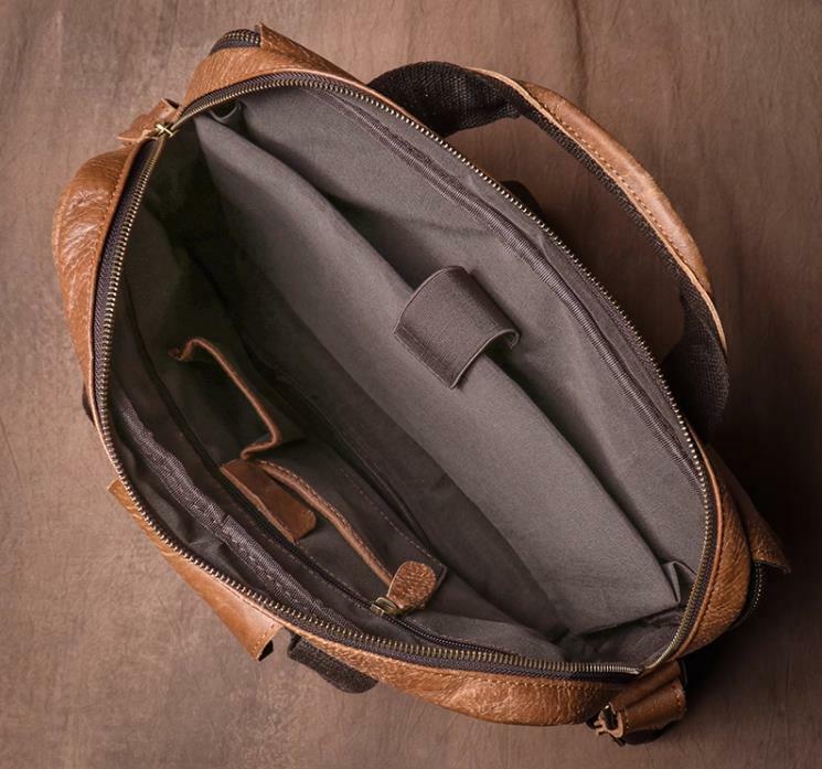 Oryginalna skóra naturalna męska teczka 14-15 Cal torba na laptopa Retro brązowe torebki podmiejskie torby listonoszki 2023 nowość