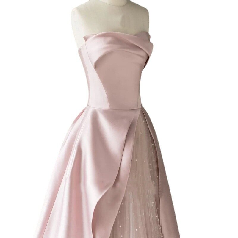 Gaun pesta seksi untuk wanita Prom jamuan tanpa lengan leher persegi A-line rok panjang berjenjang elegan gaun Prom wanita Vestidos