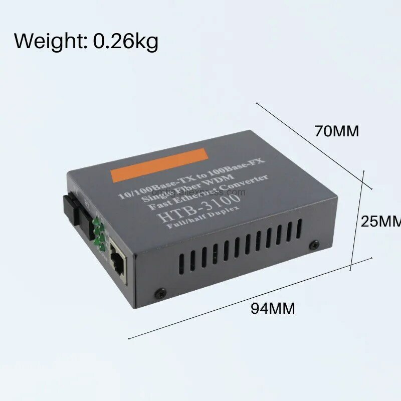 Factory price Media Converter HTB-3100 Fiber Optical Single Mode Single Fiber SC Port 25KM External Power Supply 10/100M