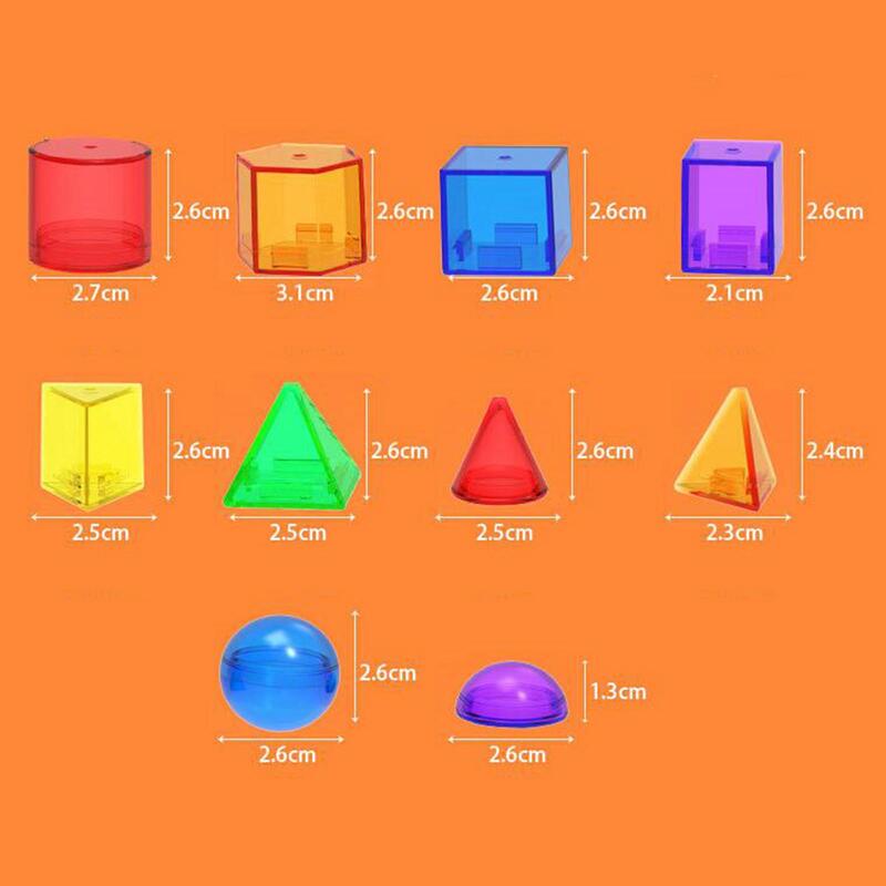60Pcs Geometric Solids, Translucent Color Building Blocks Sorting Montessori Toy Geometric Shapes Blocks for Playroom Home