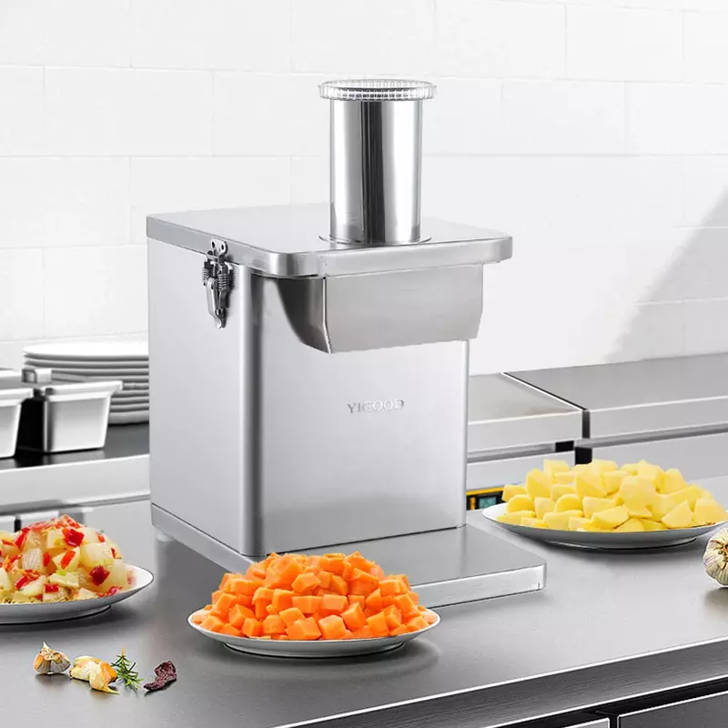 Máquina eléctrica para cortar frutas y verduras, cortador automático comercial de 110V/220V, para hacer dados, patatas de rábano, con Mango