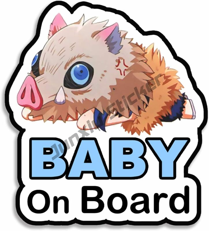 Inosuke bebê a bordo Anime adesivo para carros, decalques impermeáveis, pára-choques, segurança, retardar o sinal, reflexivo, carro, etiqueta
