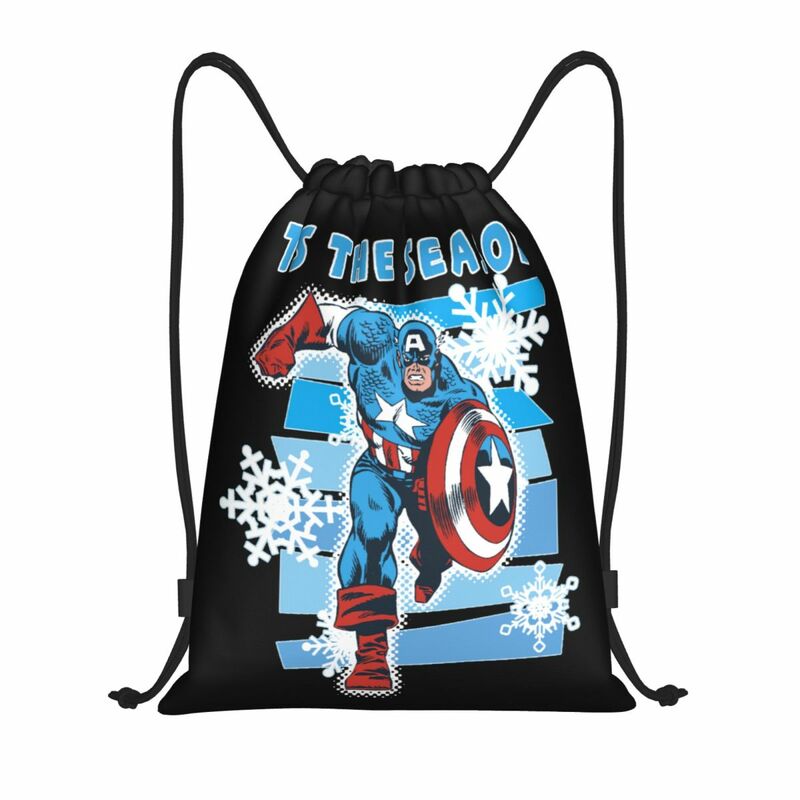 Персонализированная Праздничная сумка на шнурке Captain America для тренировок, рюкзаков для йоги, мужские и женские спортивные рюкзаки для спортзала