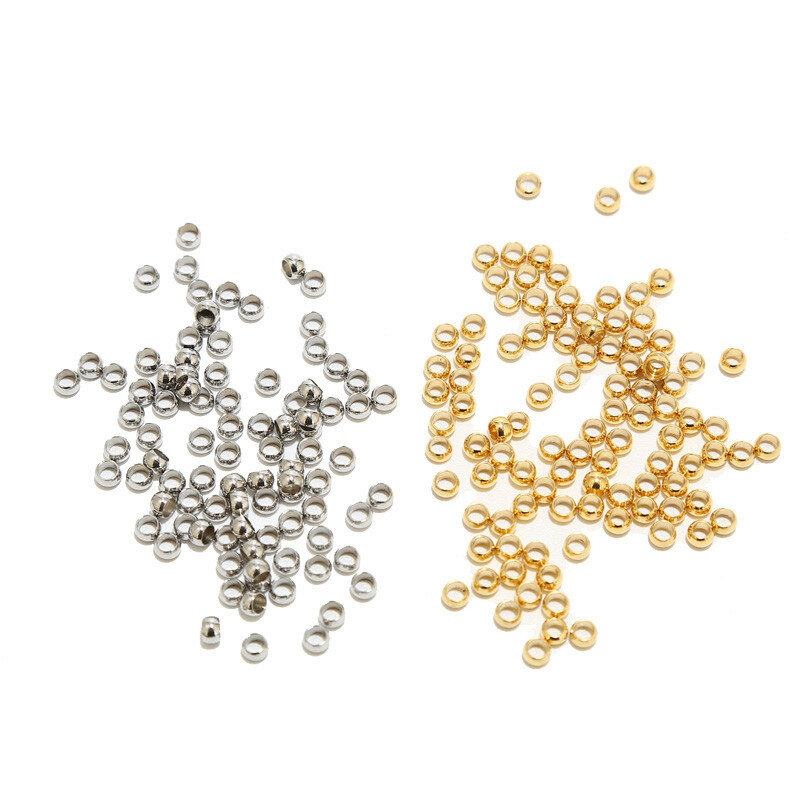 Aço inoxidável Spacer Beads para Fazer Jóias, Posicionamento Ball, Crimp End, Beads Suprimentos, DIY, Stopper, 1.5mm, 2mm, 2.5mm, 3mm, 100Pcs