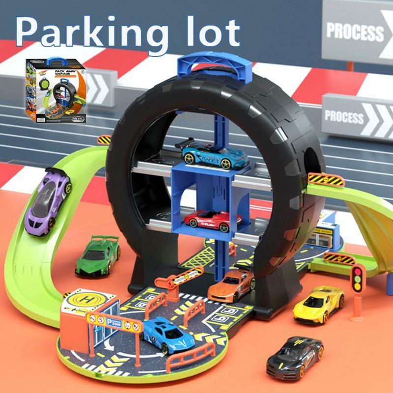 Garagem de estacionamento para carro, jogos educativos para crianças, pista de corrida, brinquedo educativo, veículos, presente