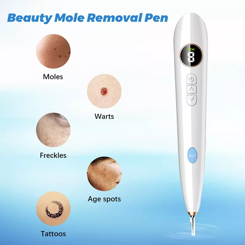 Plasma Pen Freckle Remover Pen, Removedor de verruga, Tatuagem Mole, Instrumentos, Pele Tag Remoção, Spot Cleaner, Beauty Care Tool, 9 Modos