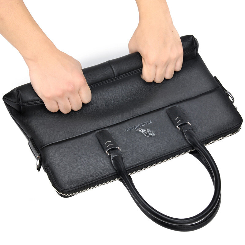 Винтажный Мужской портфель из мягкой кожи, деловая горизонтальная сумка-тоут, роскошный мессенджер на плечо, Офисная сумка для ноутбука