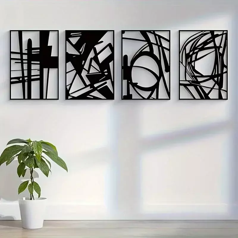 Artesanías de arte de pared de Metal abstracto, arte decorativo minimalista de una sola línea, escultura de Metal, arte de decoración de pared moderno