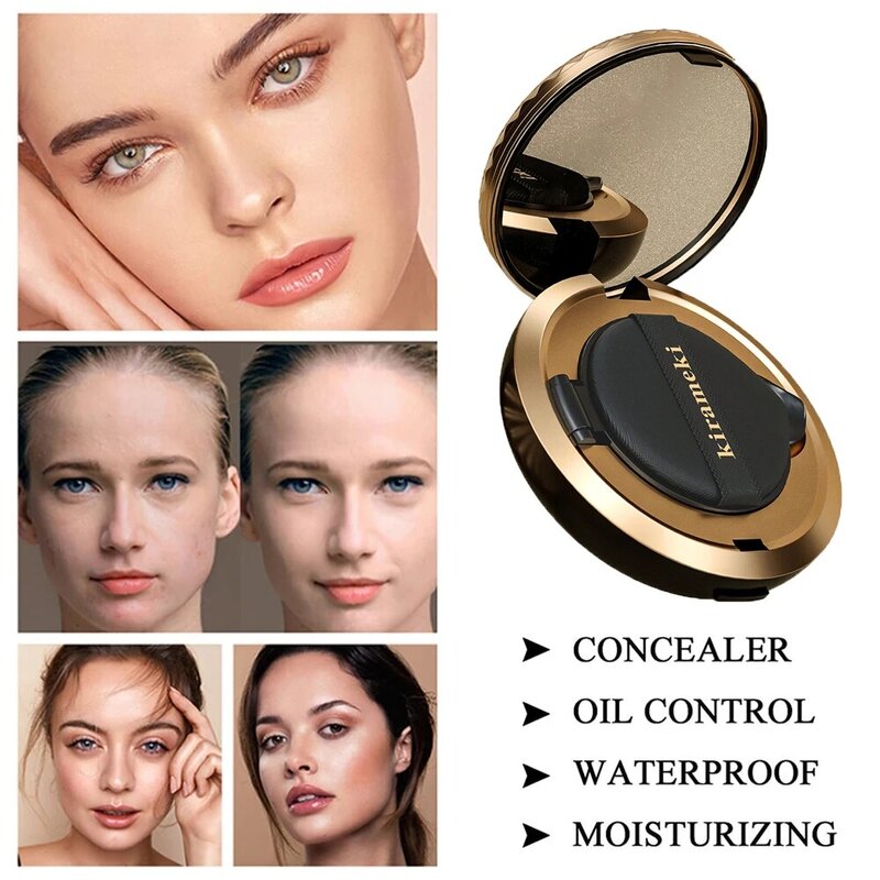 Kirameki BB Air Cushion Foundation Concealer Moisturizing CC Cream Waterproof Whitening Brighten Face Base Tone Makeup Cosmetics