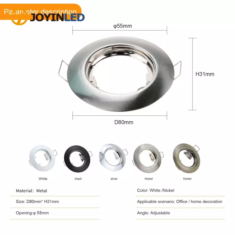 Recessed Spot LED Downlight Fitting Ceiling Lamp Adjustable Frame GU10 Bulb Fixture Changeable 55mm/2.17inch Cut Hole