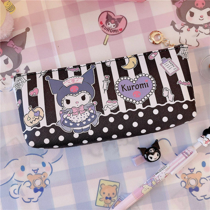 TAKARA TOMY การ์ตูน Hello Kitty กันน้ำและสกปรก-Resistant กระเป๋าหนังขนาดใหญ่-ความจุปากกาลูกลื่นปากกากระเป๋า