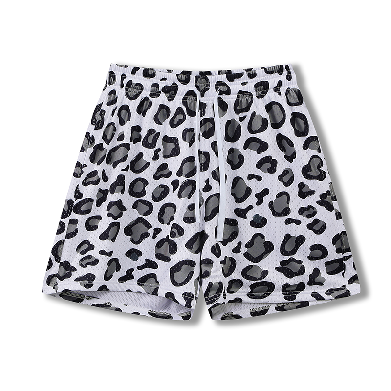 American basketball shorts training four points fitness leopard print casual men and women running loose sports quick dry
