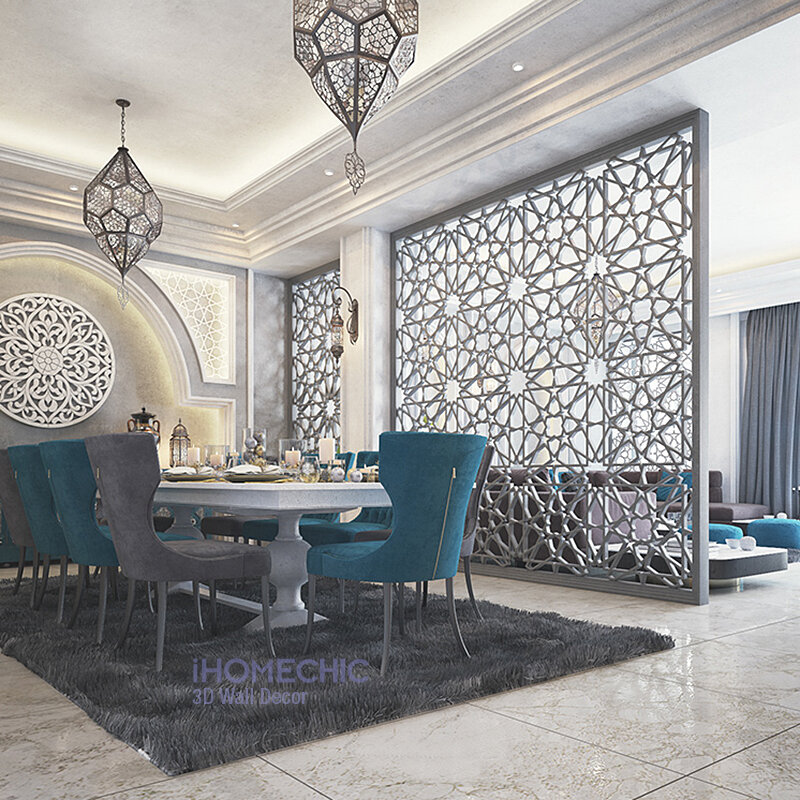 12 stücke 30cm Islamischen muslimischen decor sterne 3D Wand Panel Wohnzimmer Arabischen goldene luxus Fliesen Form 3D wand aufkleber bad küche