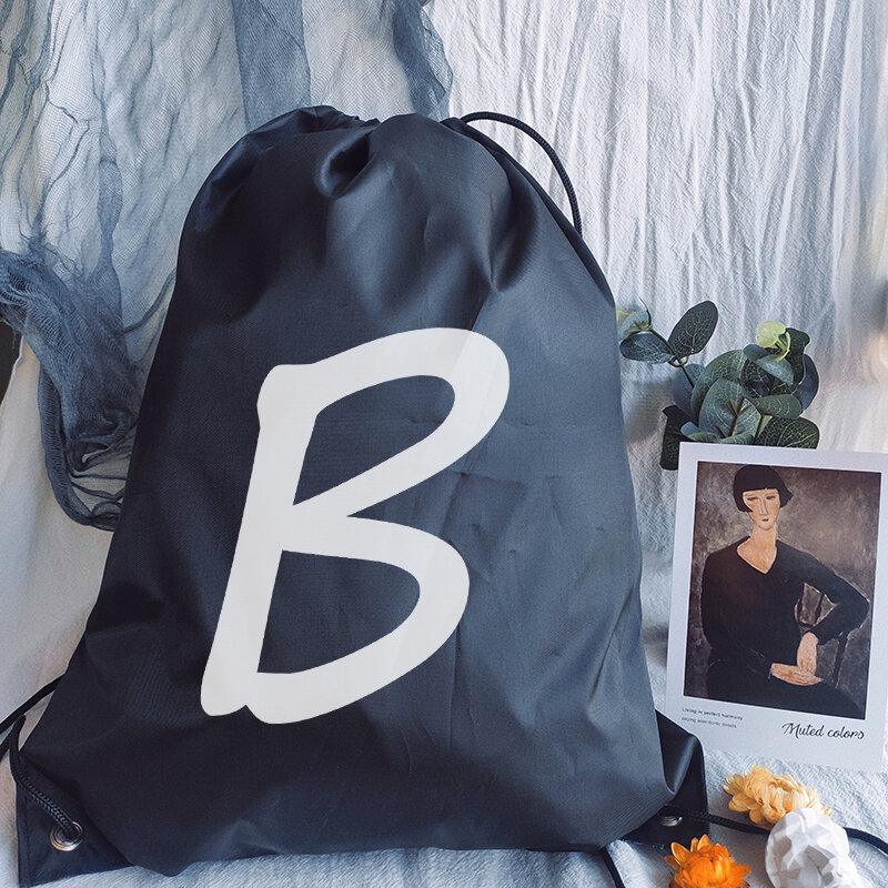 Torba Drawstr prosta litera druku torba ze sznurkiem kobiety moda torby na zakupy nastolatek chłopcy plecak dla dziewcząt Bookbag etui ze sznurka